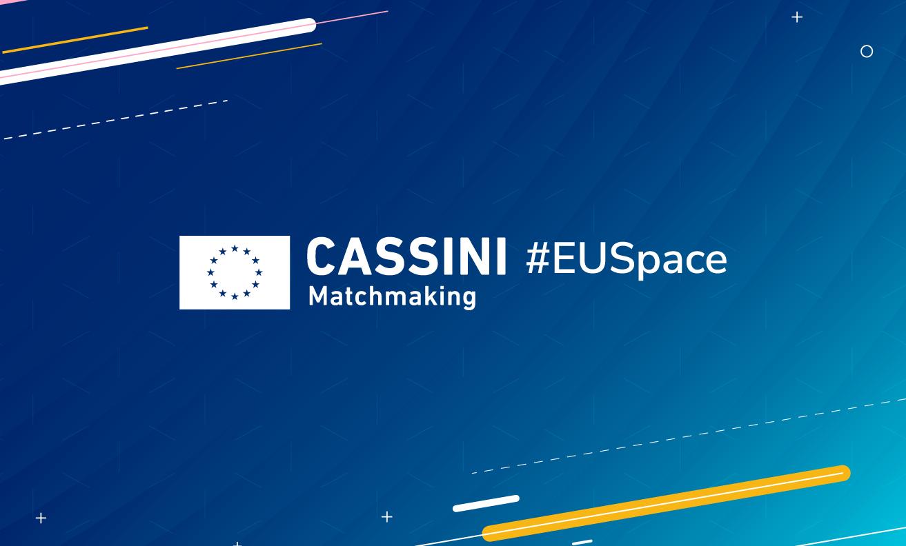 Blue banner with white CASSINI Matchmaking and #EUSpace logos